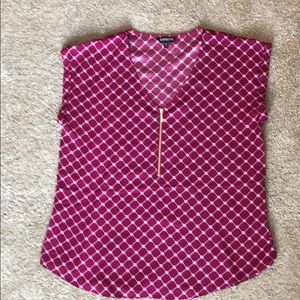 Express Zip Front Rolled Sleeve Blouse